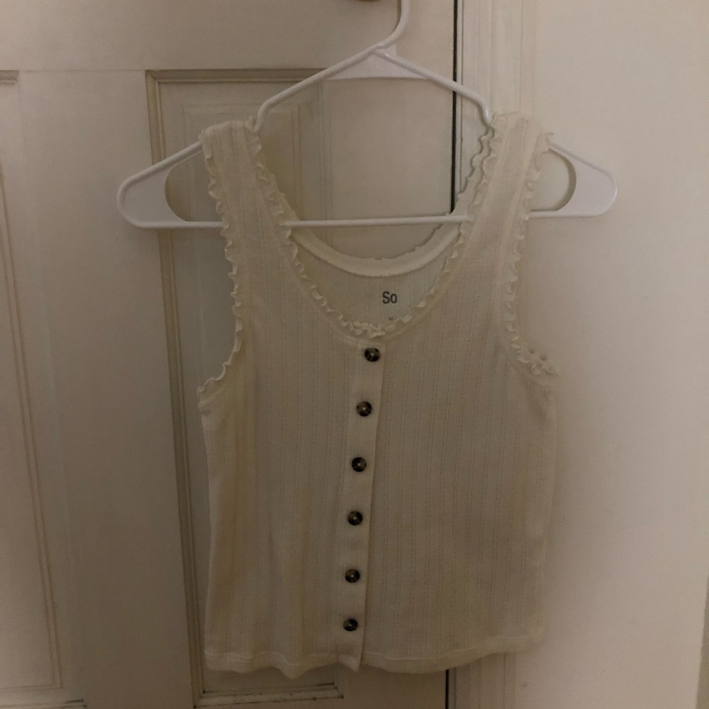 Cream colored tank top with buttons